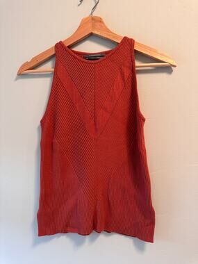 Anthropologie Rust/Brick Ribbed Sleeveless Sweater Top